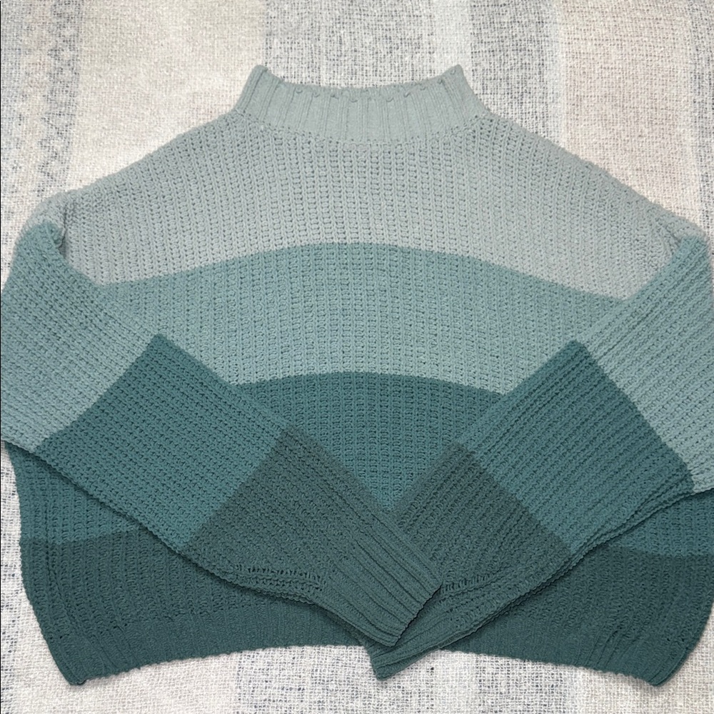 My Michelle Teal Gradient Mock Neck Sweater